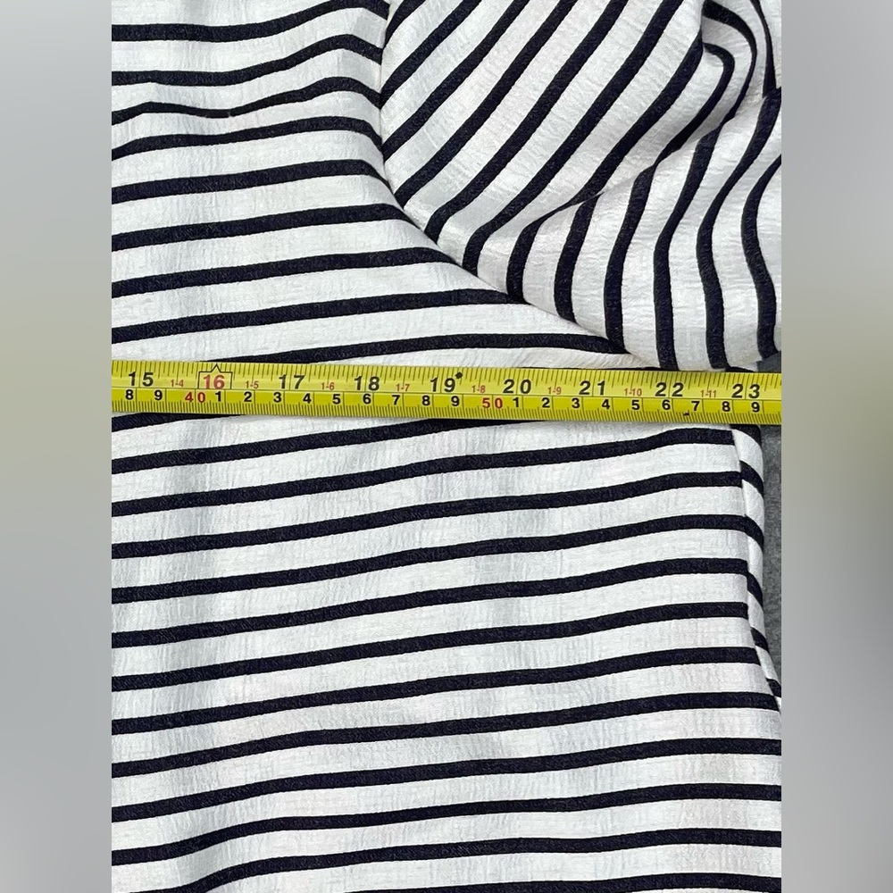 Joseph Ribkoff Black and White Striped Bell-Sleeve Button-Front  jacket - Picture 7 of 11